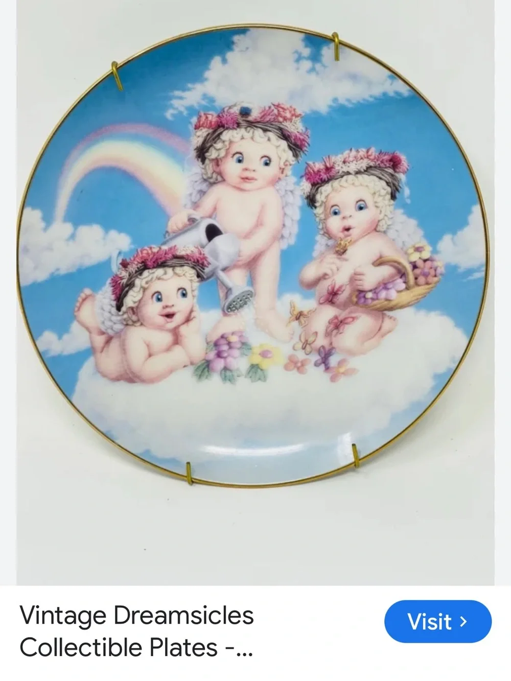 #2921* With Certificate Blue Angel Trio Kids Bath Wall Plate - Unbranded